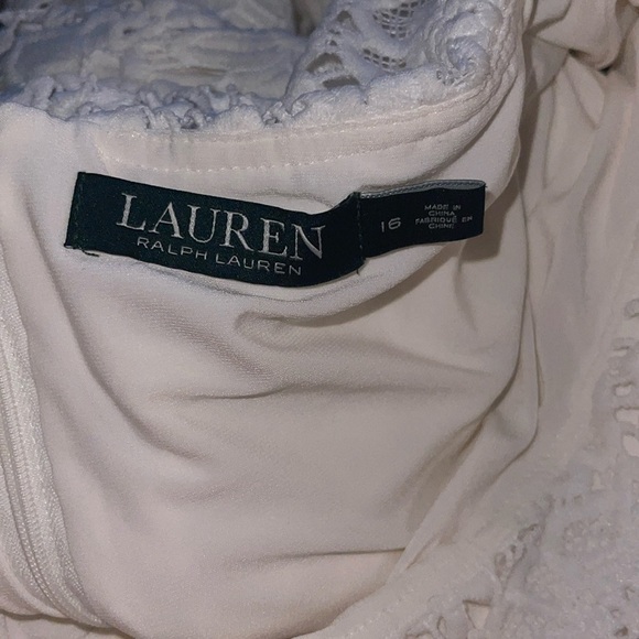Lauren Ralph Lauren Lace Bateau Neck Sheath Dress White Size 16 NEW - Picture 7 of 8